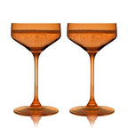 Reserve Nouveau Crystal Coupe Glasses in Amber Set of 2.