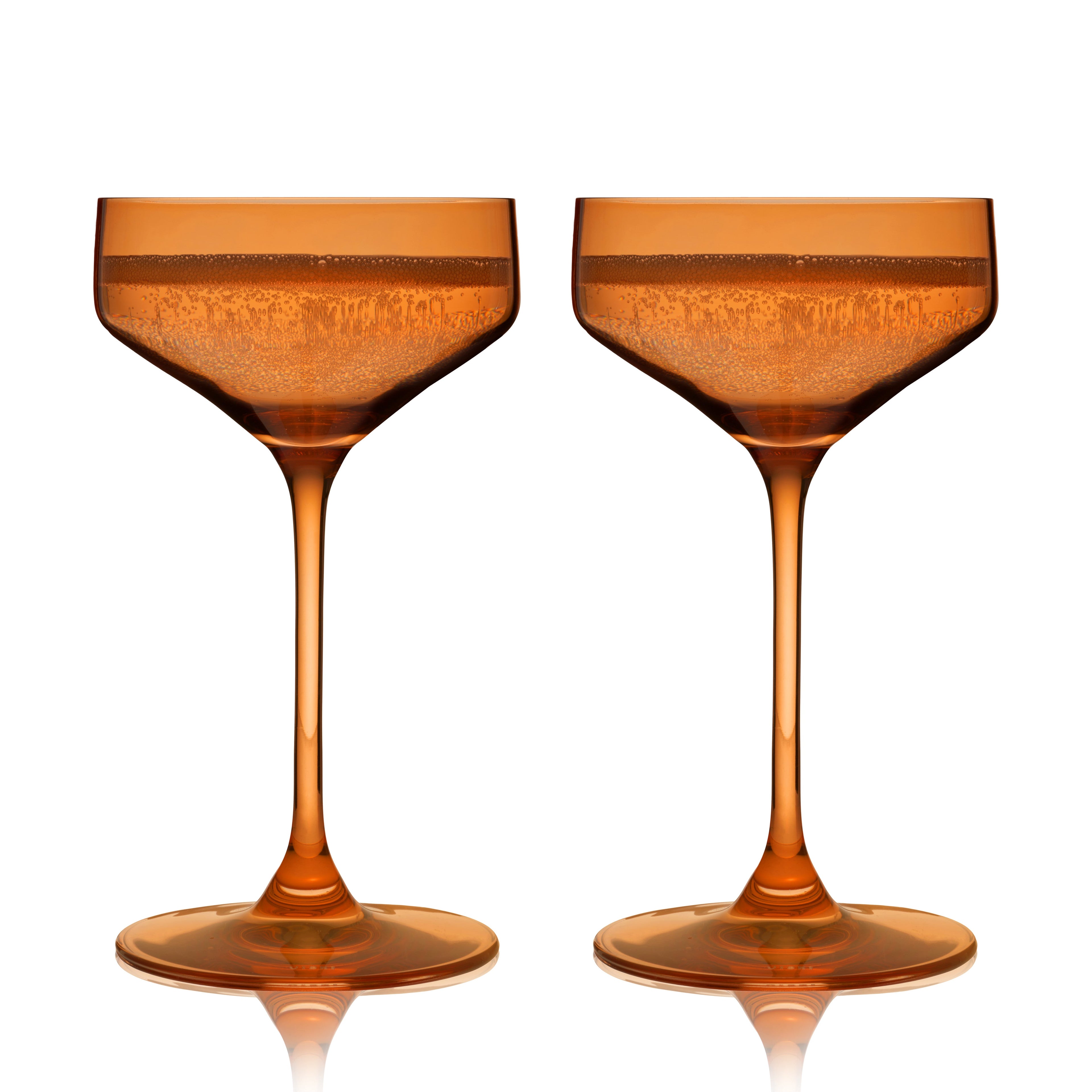 Reserve Nouveau Crystal Coupe Glasses in Amber Set of 2.
