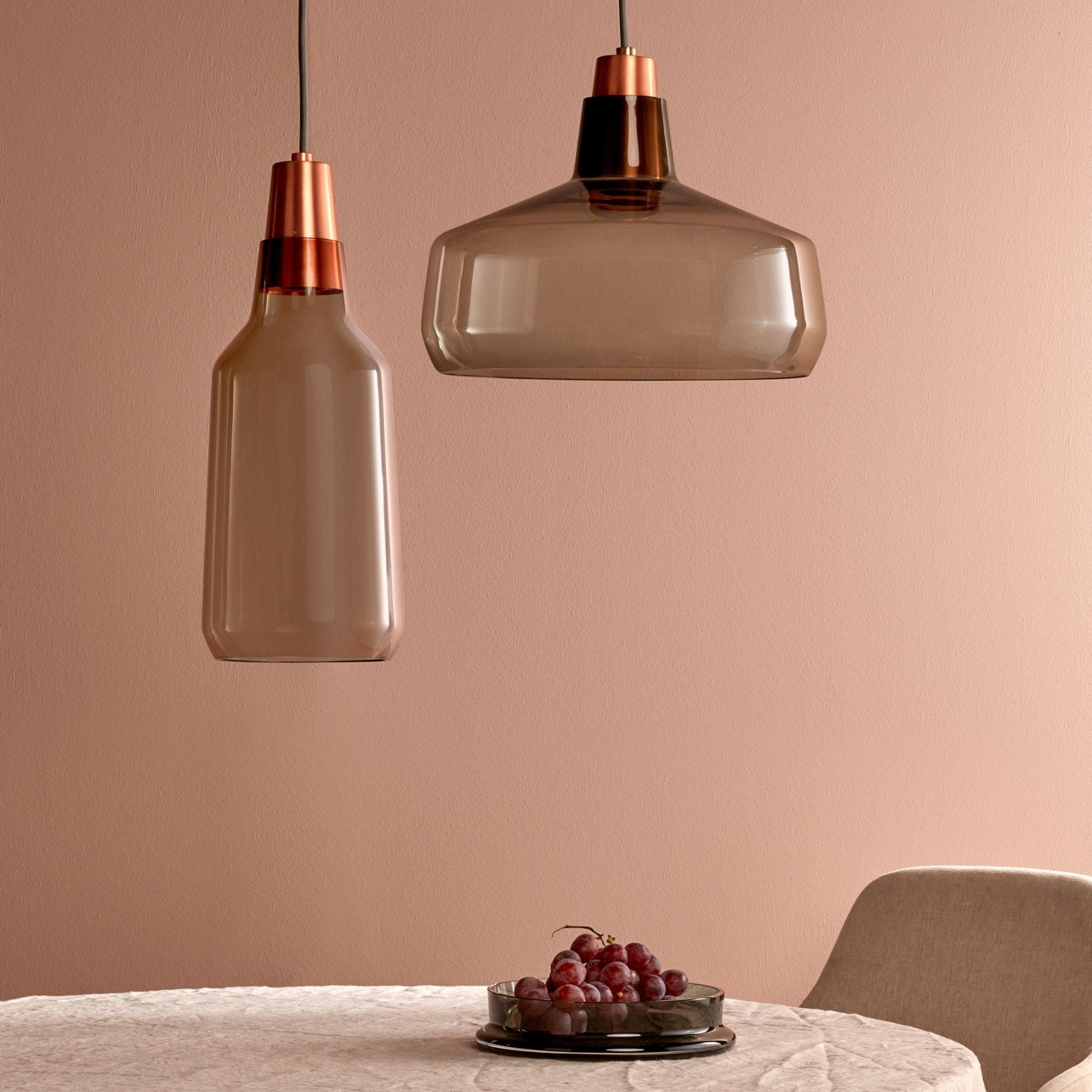 Mono Lamp Smoke with Copper Socket Tall.