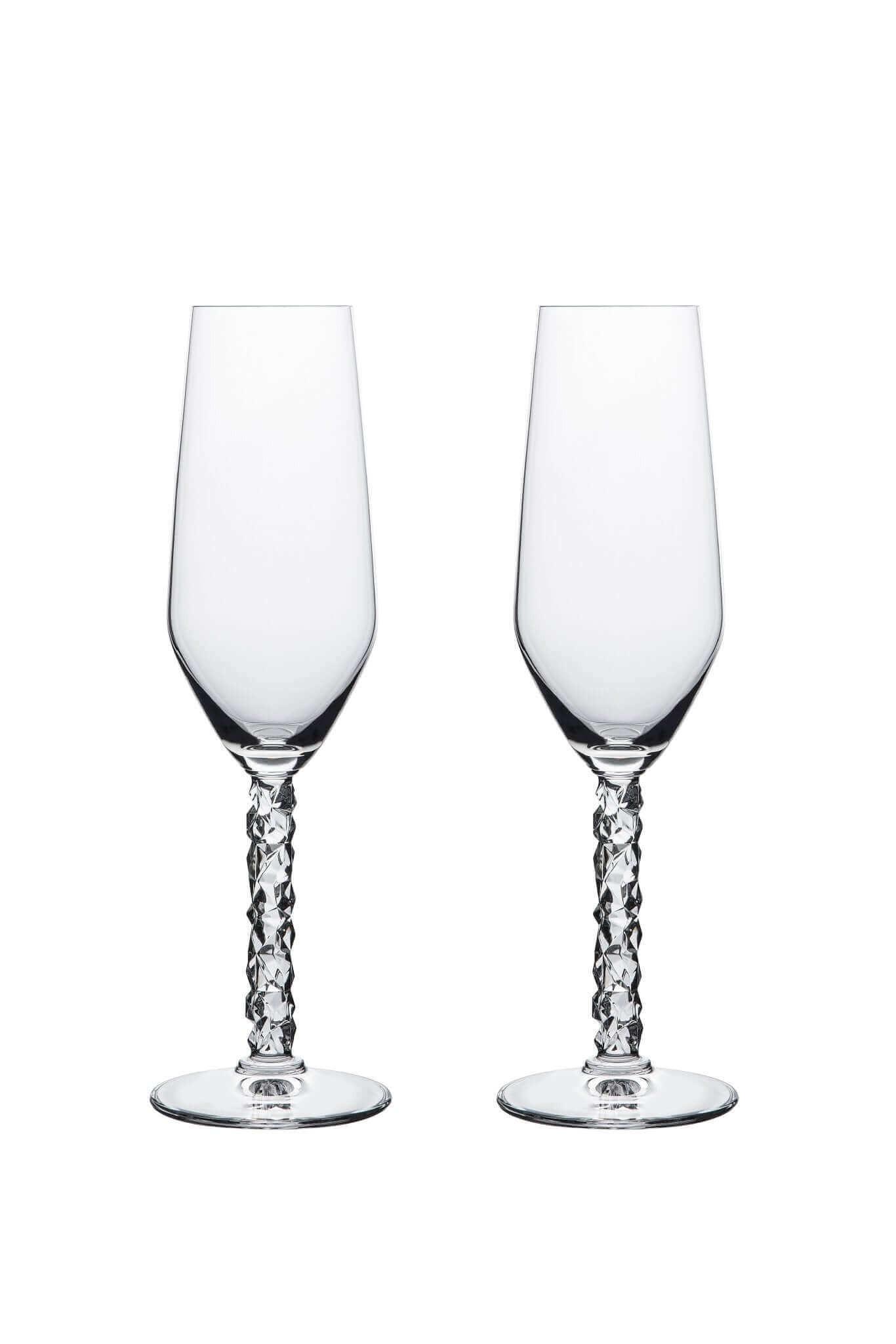 Orrefors Carat Champagne Flutes (8oz): Luminous Elegance by Lena Bergström at Resonant OrreforsSTEMWAREChampagne GlassesGLASSWARE