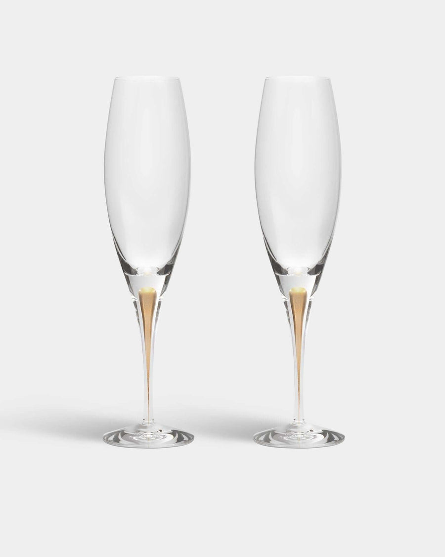 Orrefors Intermezzo Gold Champagne Flutes (7oz): Celebrate in Style at Resonant OrreforsSTEMWAREChampagne GlassesGLASSWARE