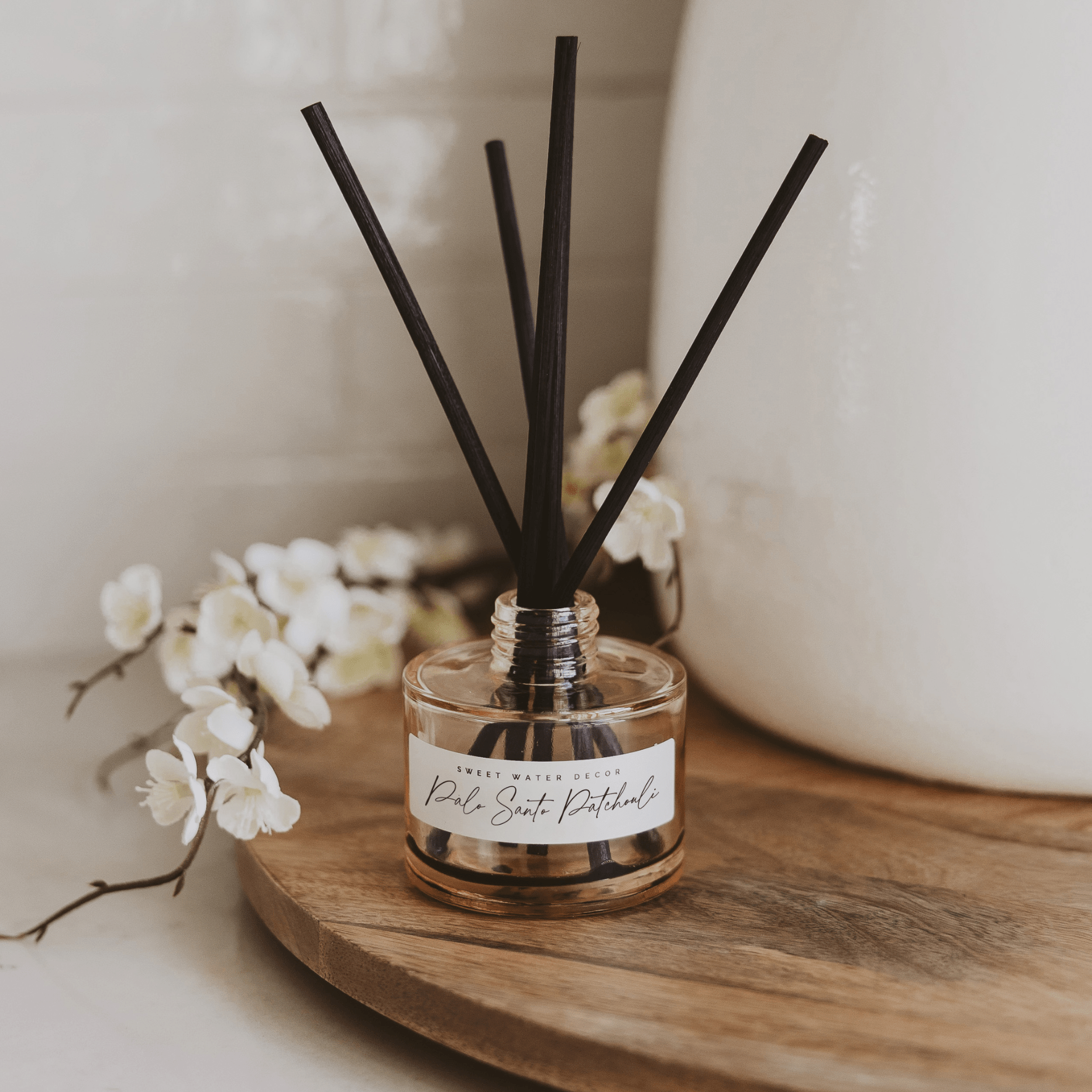 Palo Santo Patchouli Tinted Glass Jar Reed Diffuser.