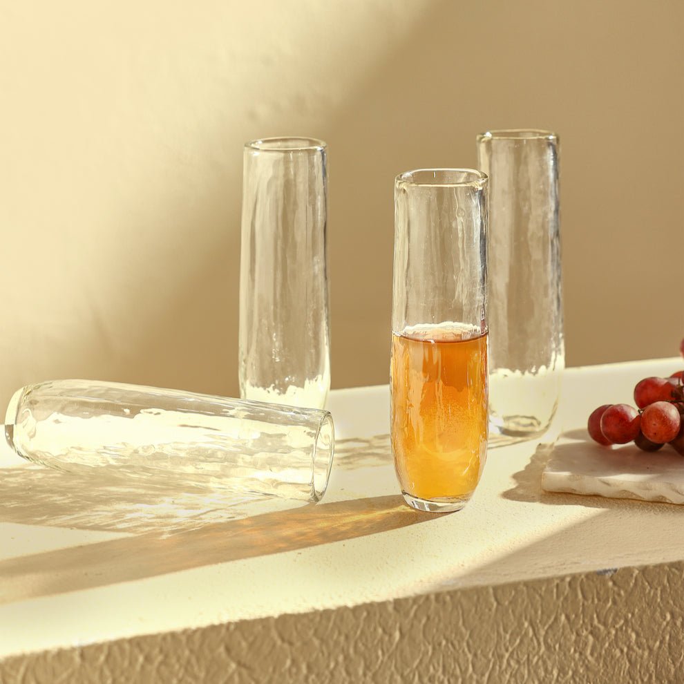 Pebbled Stemless Flutes - Set of 4.