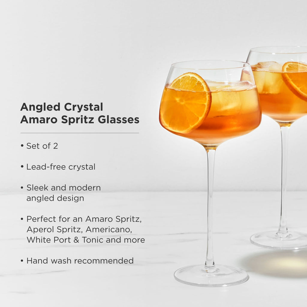 Raye Angled Crystal Amaro Spritz Glasses Set of 2.