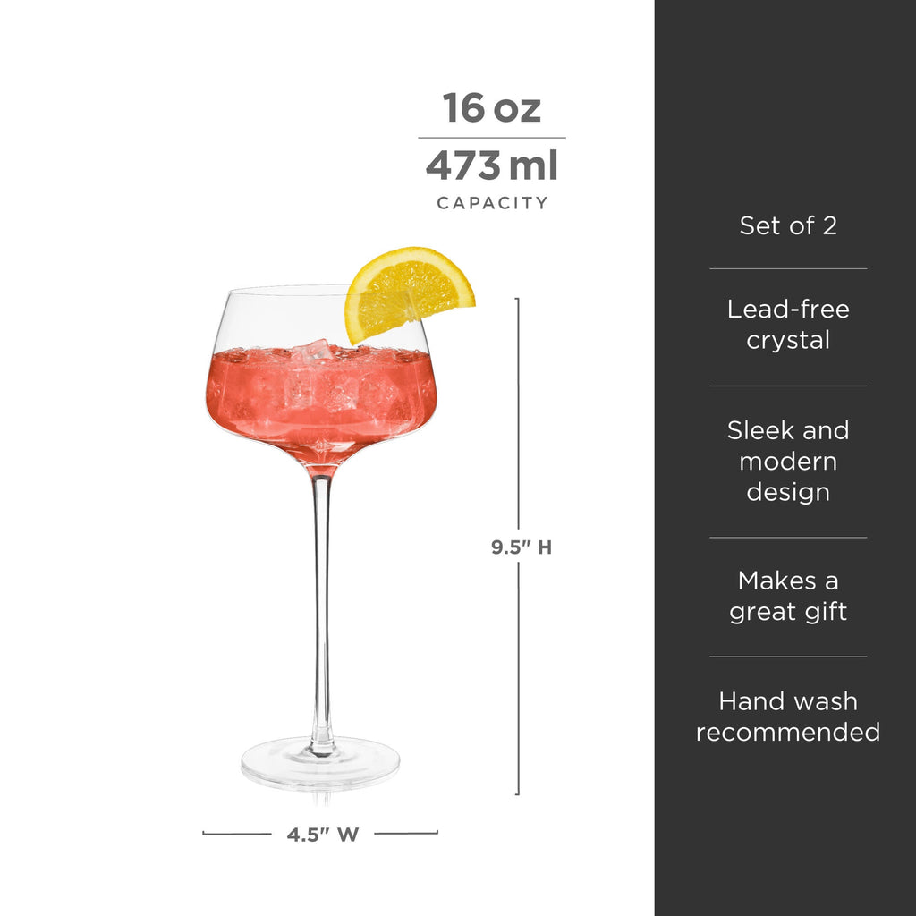 Raye Angled Crystal Amaro Spritz Glasses Set of 2.