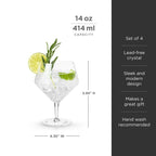 Raye Angled Crystal Gin & Tonic Glasses Set of 4.