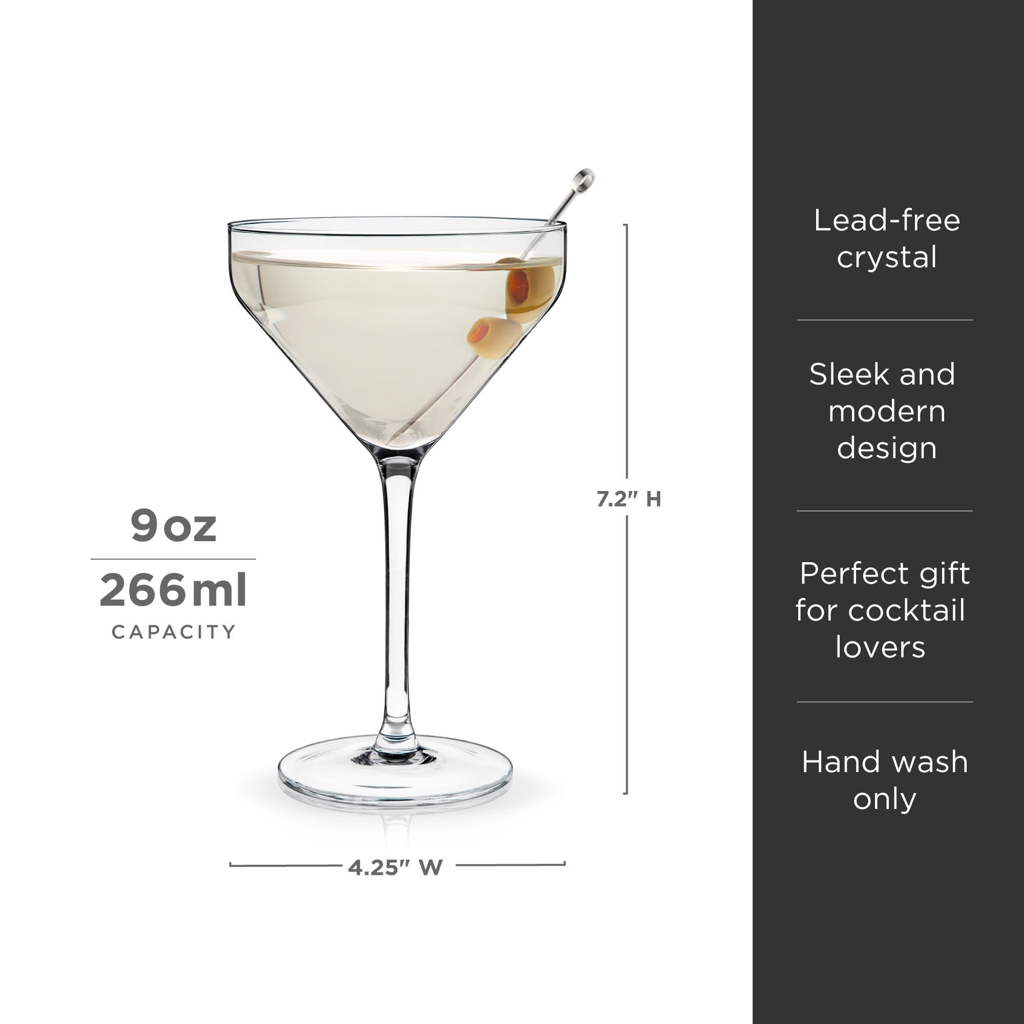 Raye Angled Crystal Martini Glasses Set of 2 - Shop_nameViski