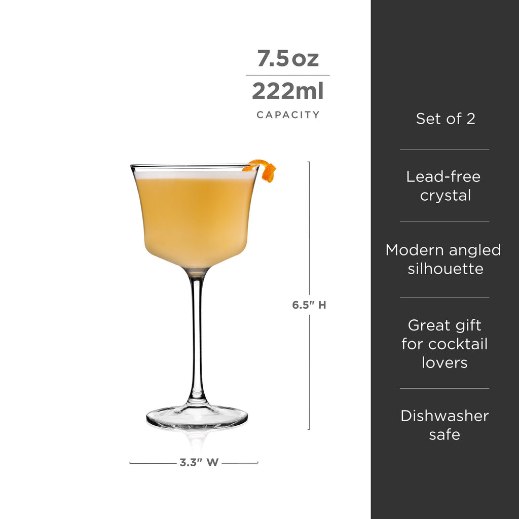 Raye Angled Crystal Sour Glasses Set of 2.
