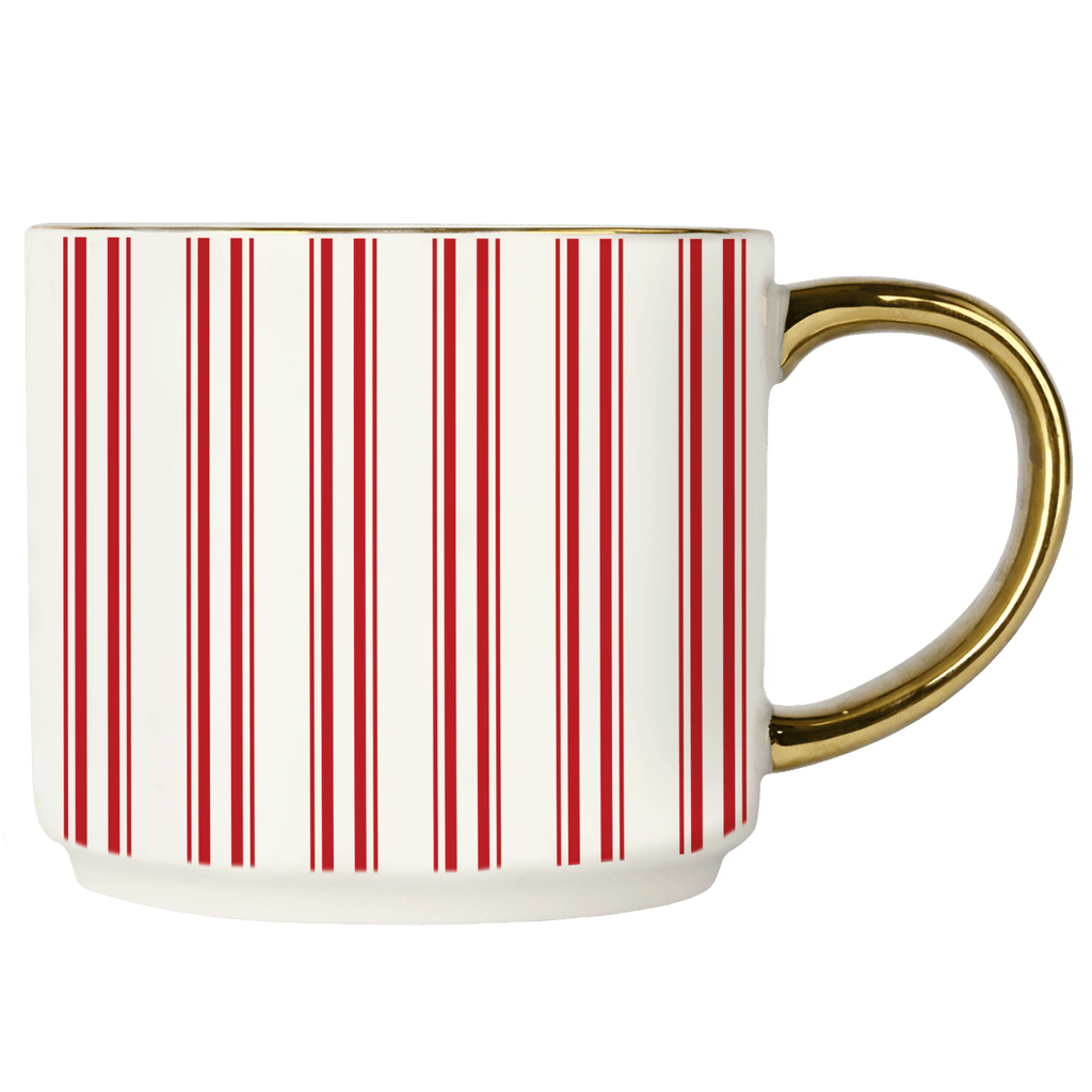 Red Stripe 14oz. Gold Handle Coffee Mug - Shop_nameSweet Water Decor