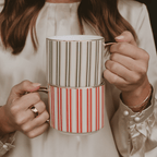Red Stripe 14oz. Gold Handle Coffee Mug - Shop_nameSweet Water Decor