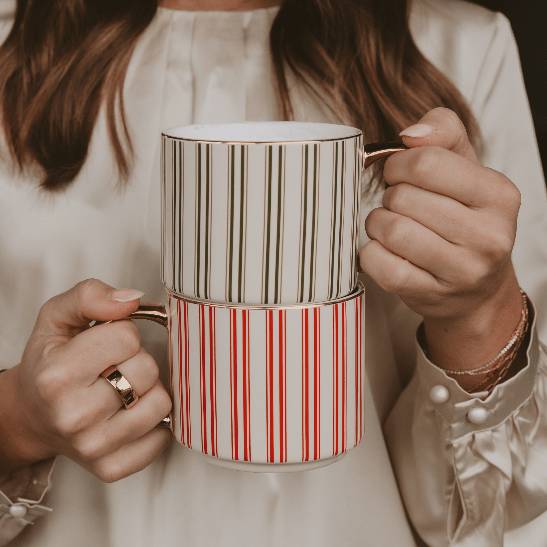 Red Stripe 14oz. Gold Handle Coffee Mug - Shop_nameSweet Water Decor