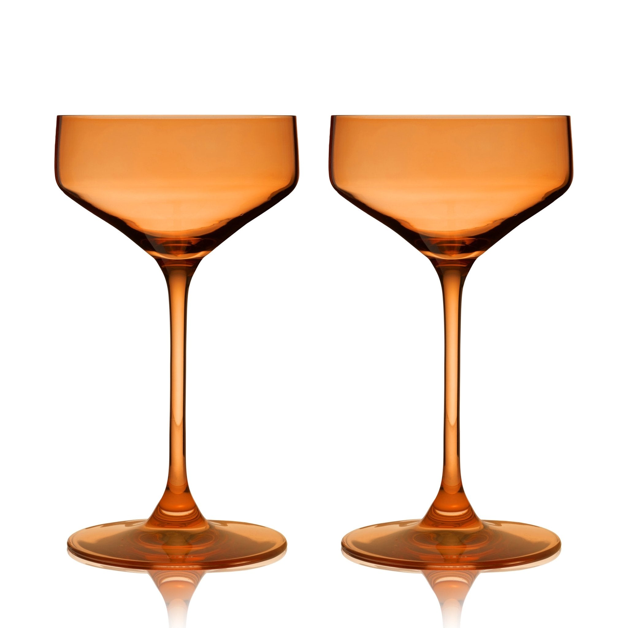 Reserve Nouveau Crystal Coupe Glasses in Amber Set of 2.