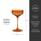 Reserve Nouveau Crystal Coupe Glasses in Amber Set of 2.