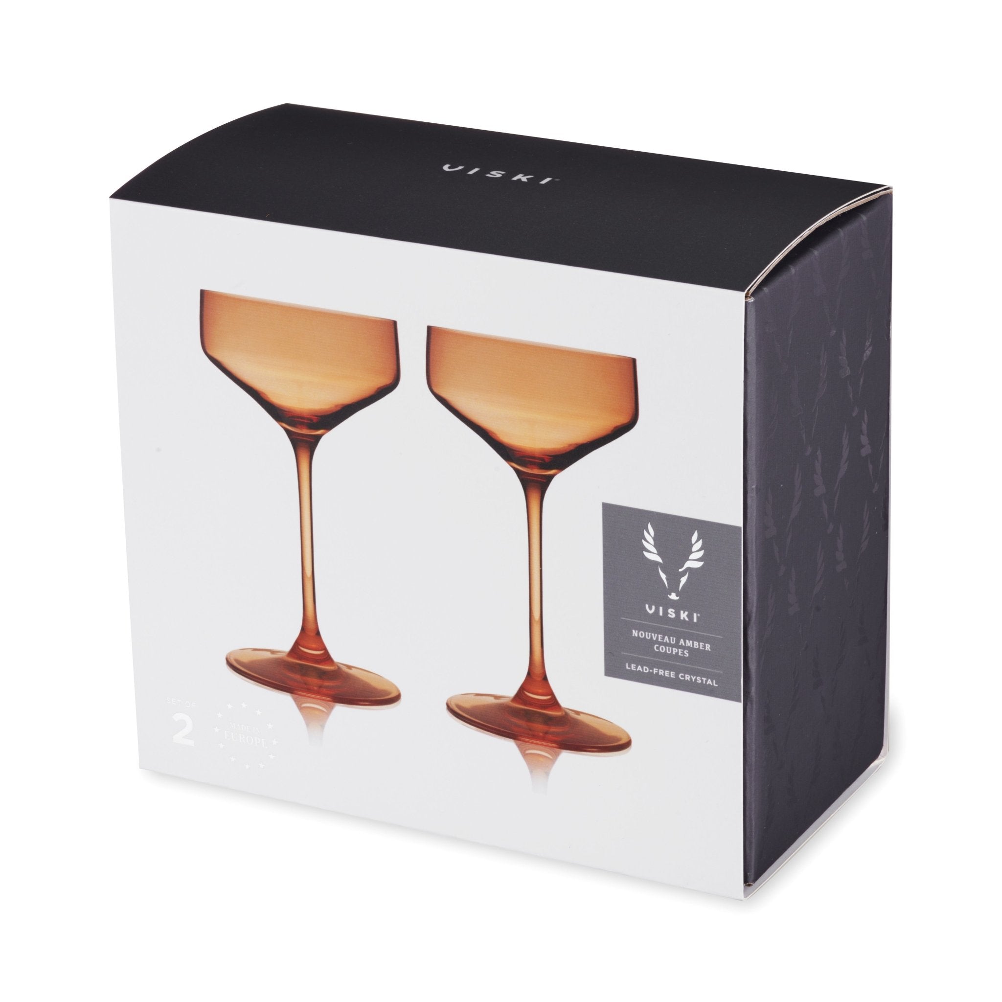 Reserve Nouveau Crystal Coupe Glasses in Amber Set of 2.