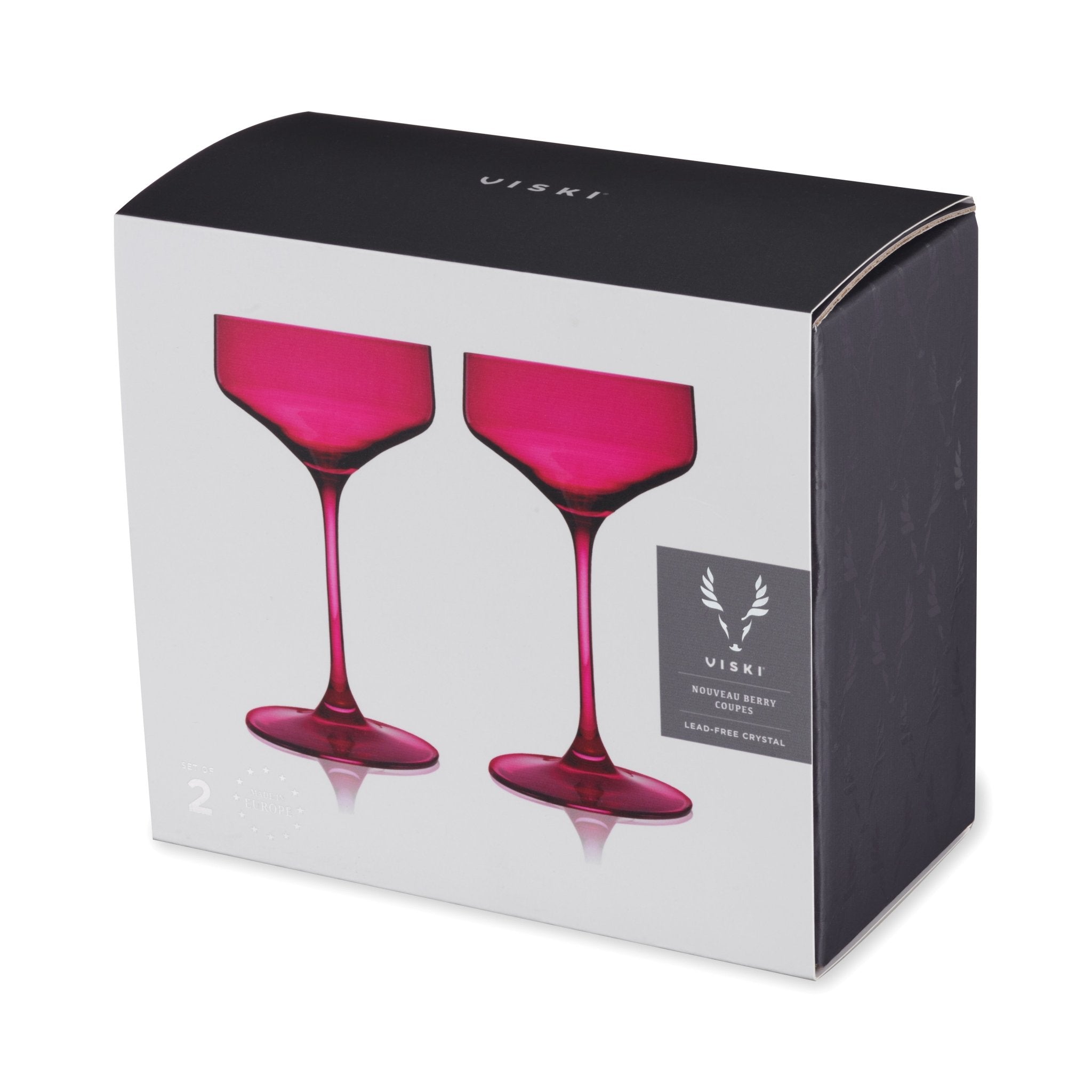 Reserve Nouveau Crystal Coupe Glasses in Berry Set of 2.
