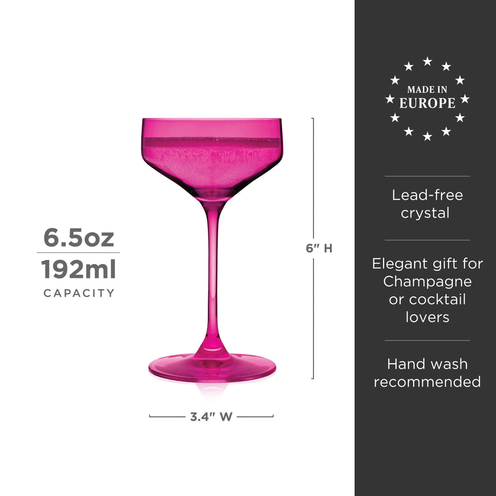 Reserve Nouveau Crystal Coupe Glasses in Berry Set of 2.