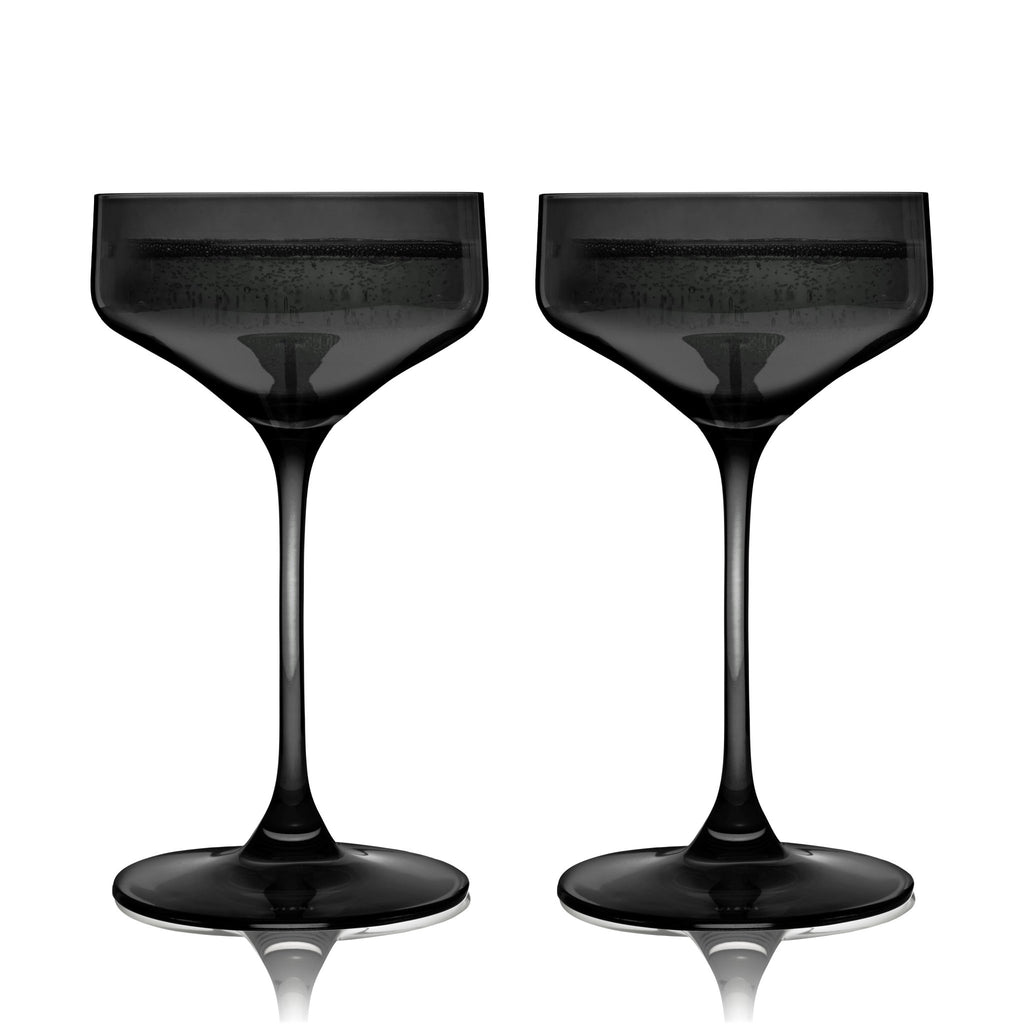 Reserve Nouveau Crystal Coupe Glasses in Smoke Set of 2.