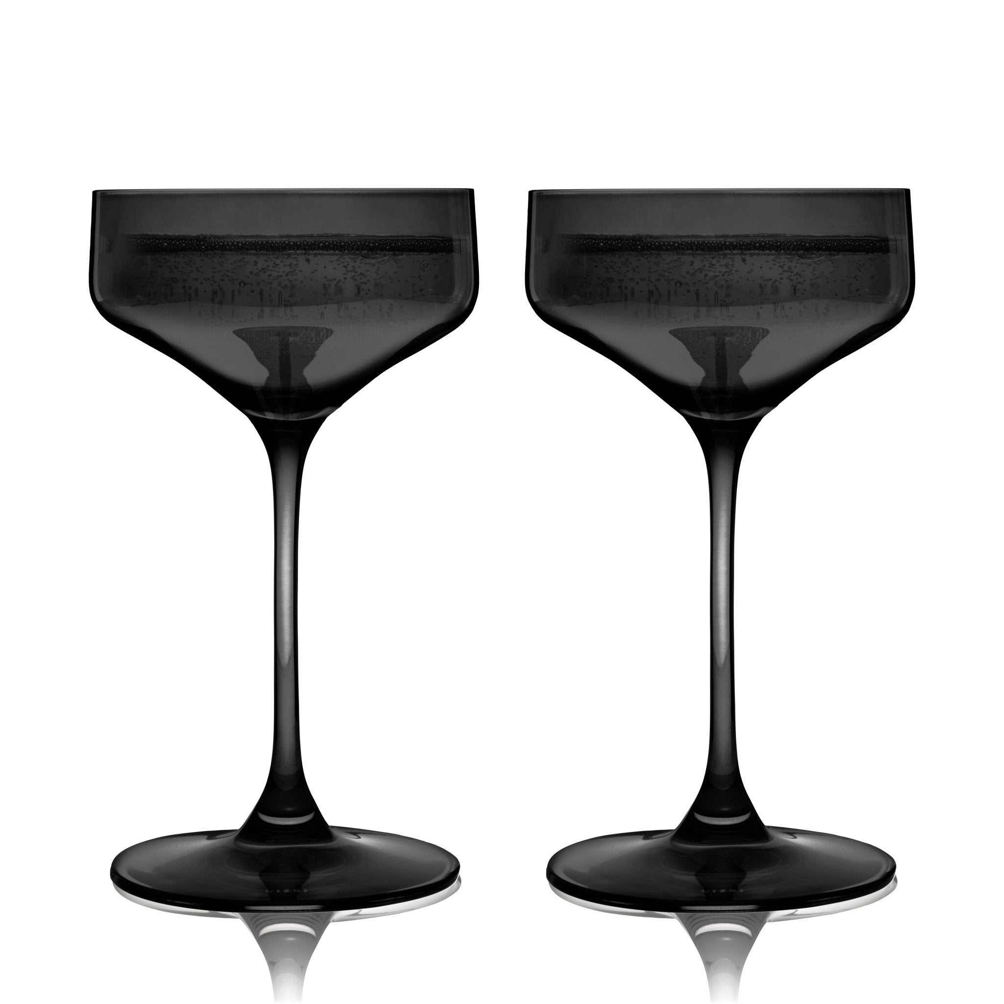 Reserve Nouveau Crystal Coupe Glasses in Smoke Set of 2.