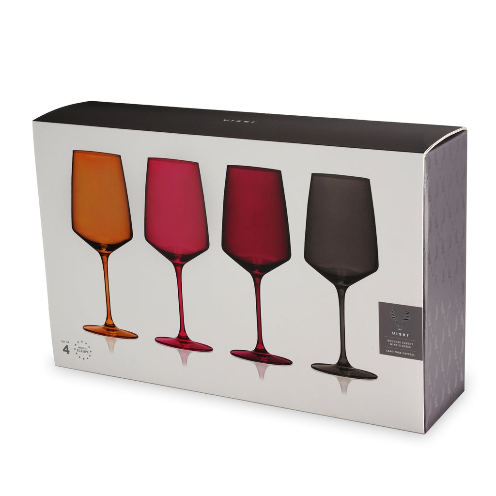 Reserve Nouveau Crystal Wine Glasses in Sunset Set of 4.