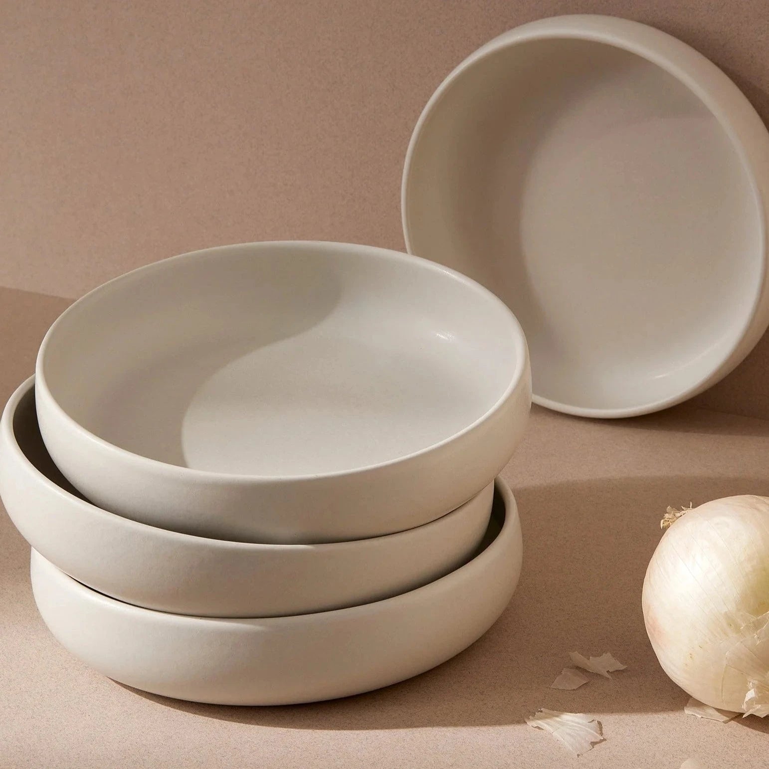 S/4 Tunisian Pasta Bowl - Matte White.