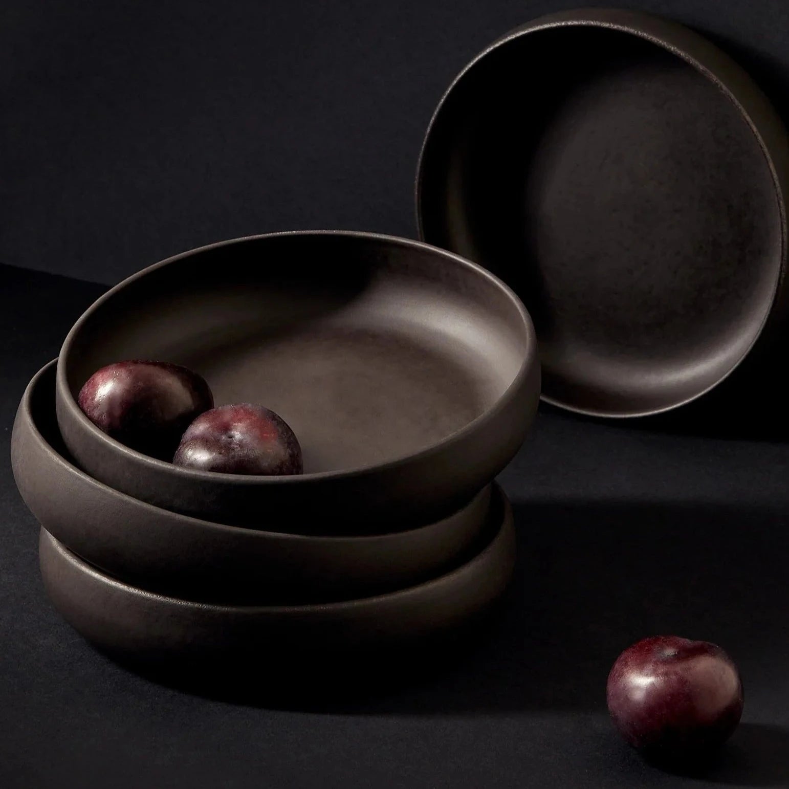 S/4 Tunisian Pasta Bowls - Matte Black.