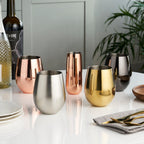 Stainless Steel Stemless Champagne Flutes in Copper Set of 2.