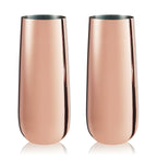 Stainless Steel Stemless Champagne Flutes in Copper Set of 2 - Shop_nameViski