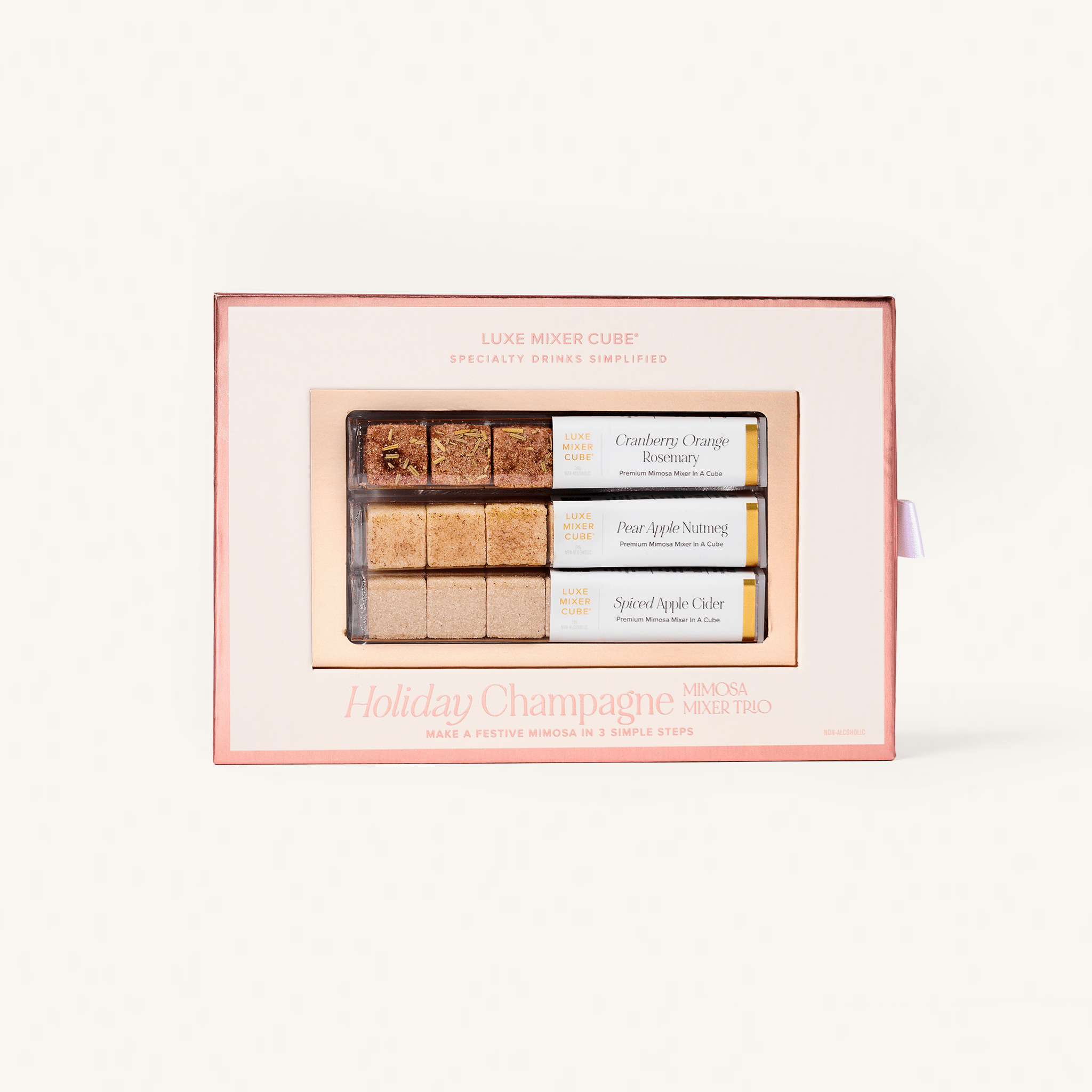 TEASPRESSA | LUXE Mixer Cube - Holiday Champagne Mimosa Mixer Trio (Cranberry & Spiced).