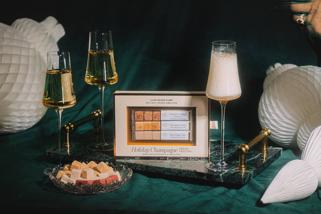 TEASPRESSA | LUXE Mixer Cube - Holiday Champagne Mimosa Mixer Trio (Cranberry & Spiced).