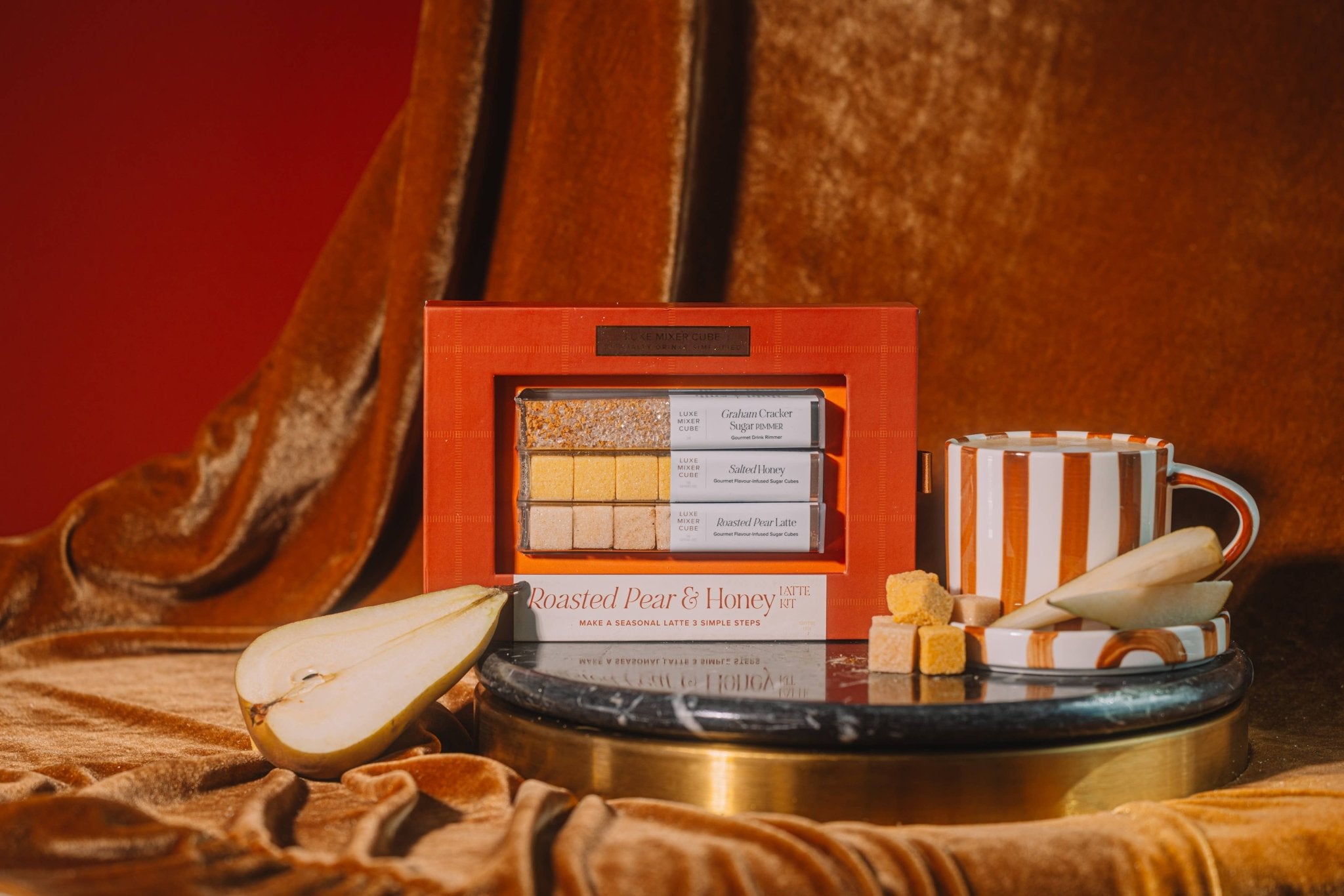 TEASPRESSA | LUXE Mixer Cube - Roasted Pear & Honey Latte Kit - Roasted Pear & Honey Cubes.
