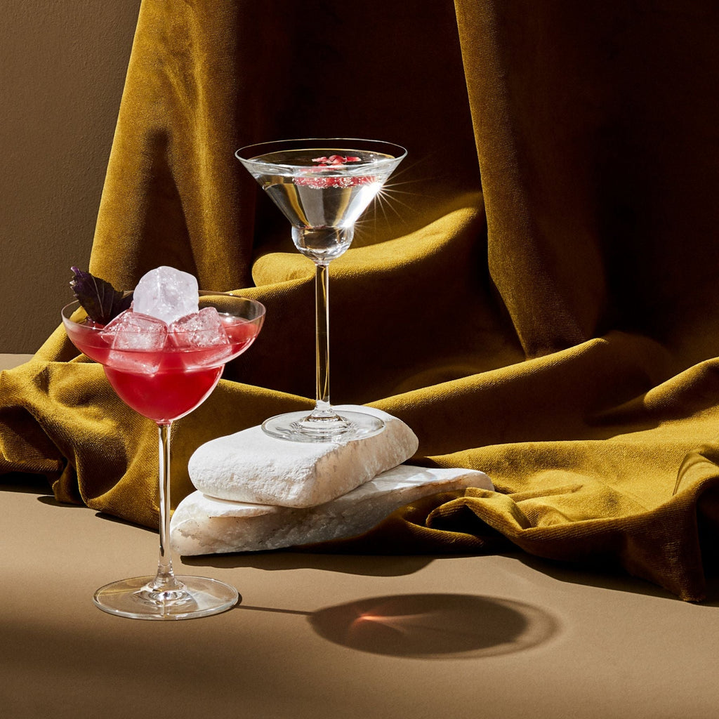 Vintage Set of 2 Martini Glasses Rounded.