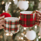White Plaid 14oz. Gold Handle Coffee Mug - Shop_nameSweet Water Decor