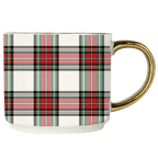 White Plaid 14oz. Gold Handle Coffee Mug - Shop_nameSweet Water Decor