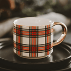 White Plaid 14oz. Gold Handle Coffee Mug - Shop_nameSweet Water Decor
