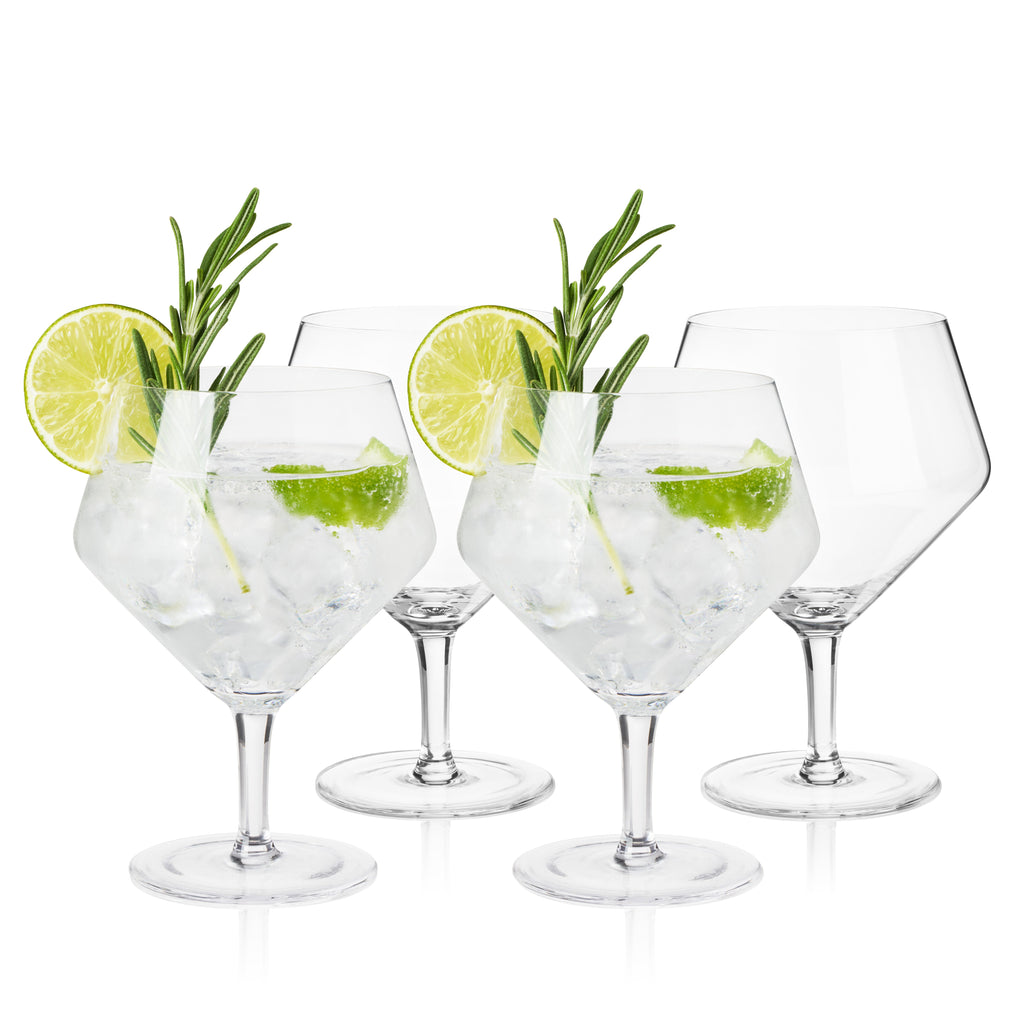 Raye Angled Crystal Gin & Tonic Glasses Set of 4.